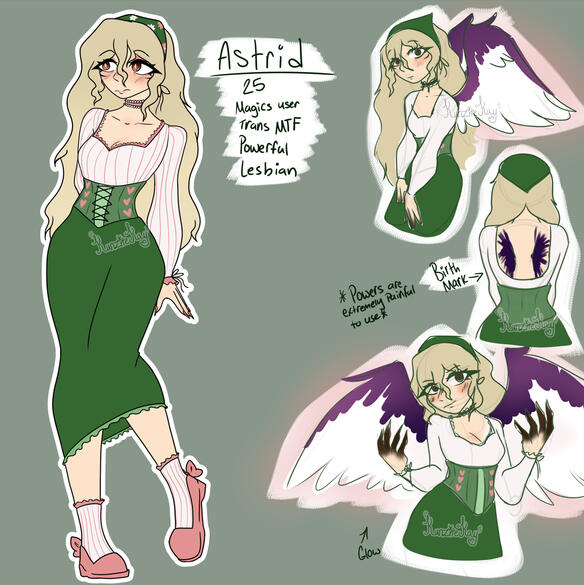 A character sheet made for a background character in my story 4/2/24