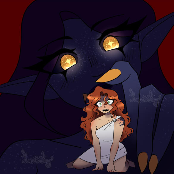 Concept art I made of my character Pandora and the Greek god Hecate 10/23/24